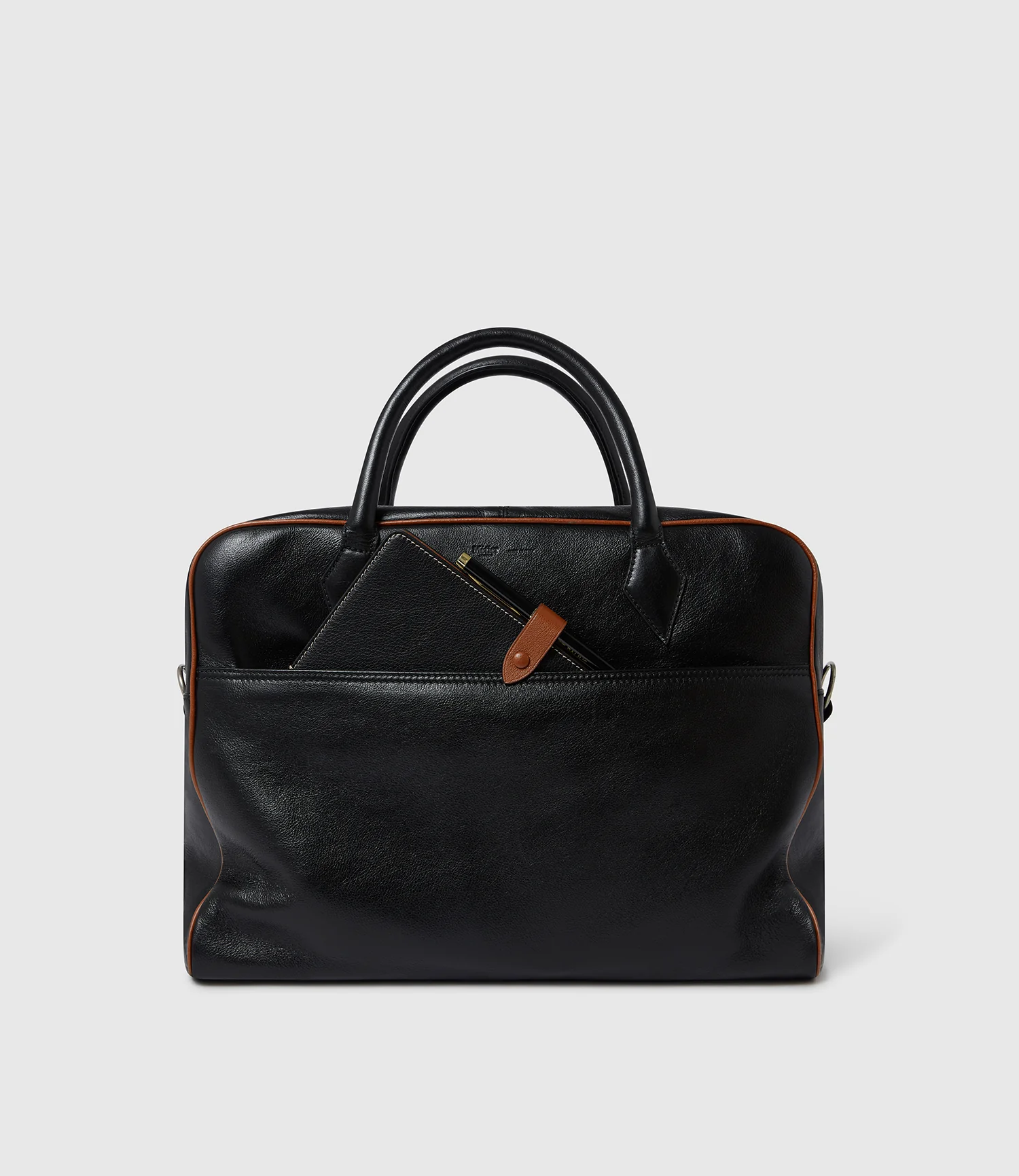 A5 Notebook Cover Buffalo Black with Cognac - Image 4