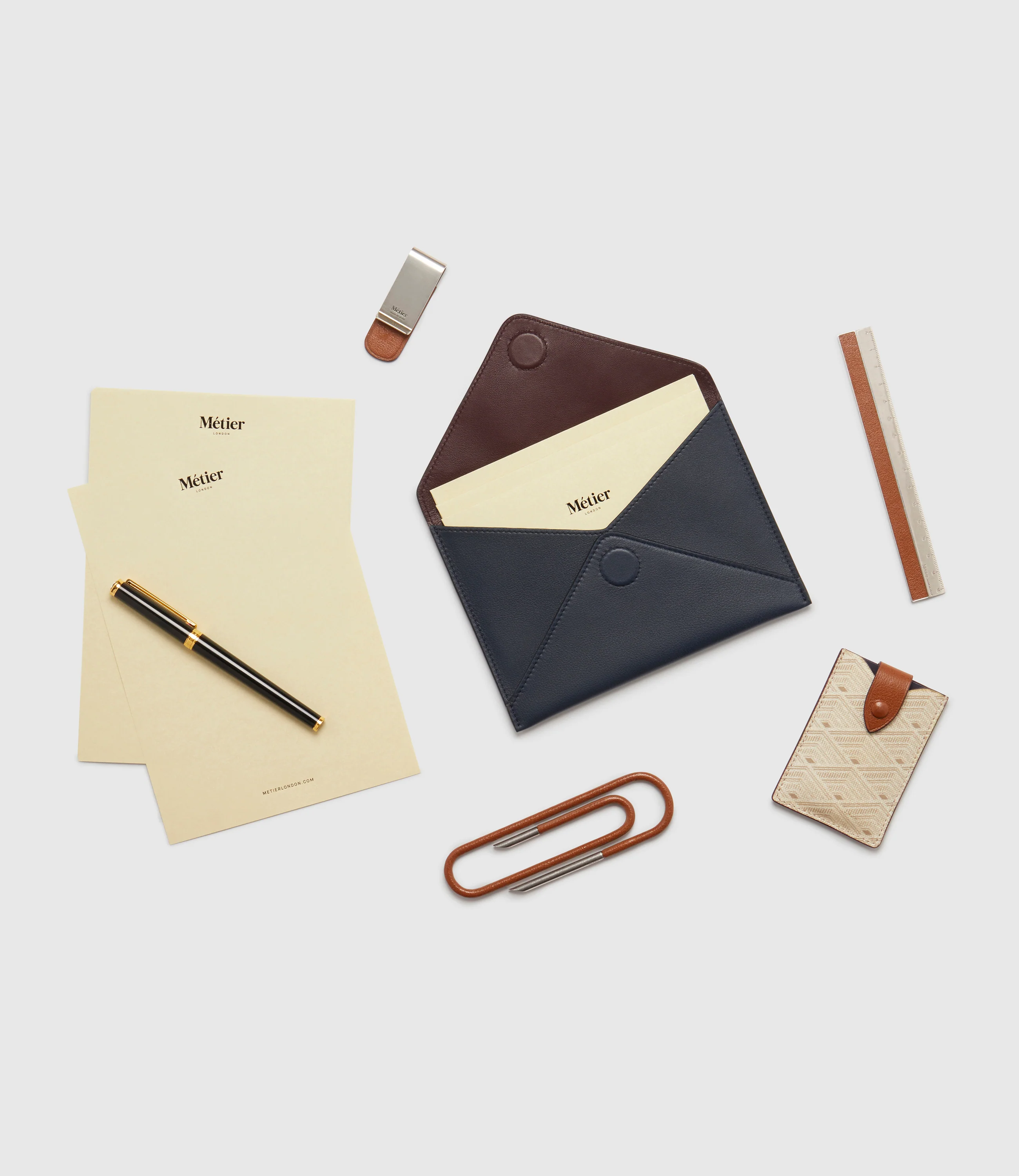 A6 Envelope Smooth Calfskin Navy - Image 4