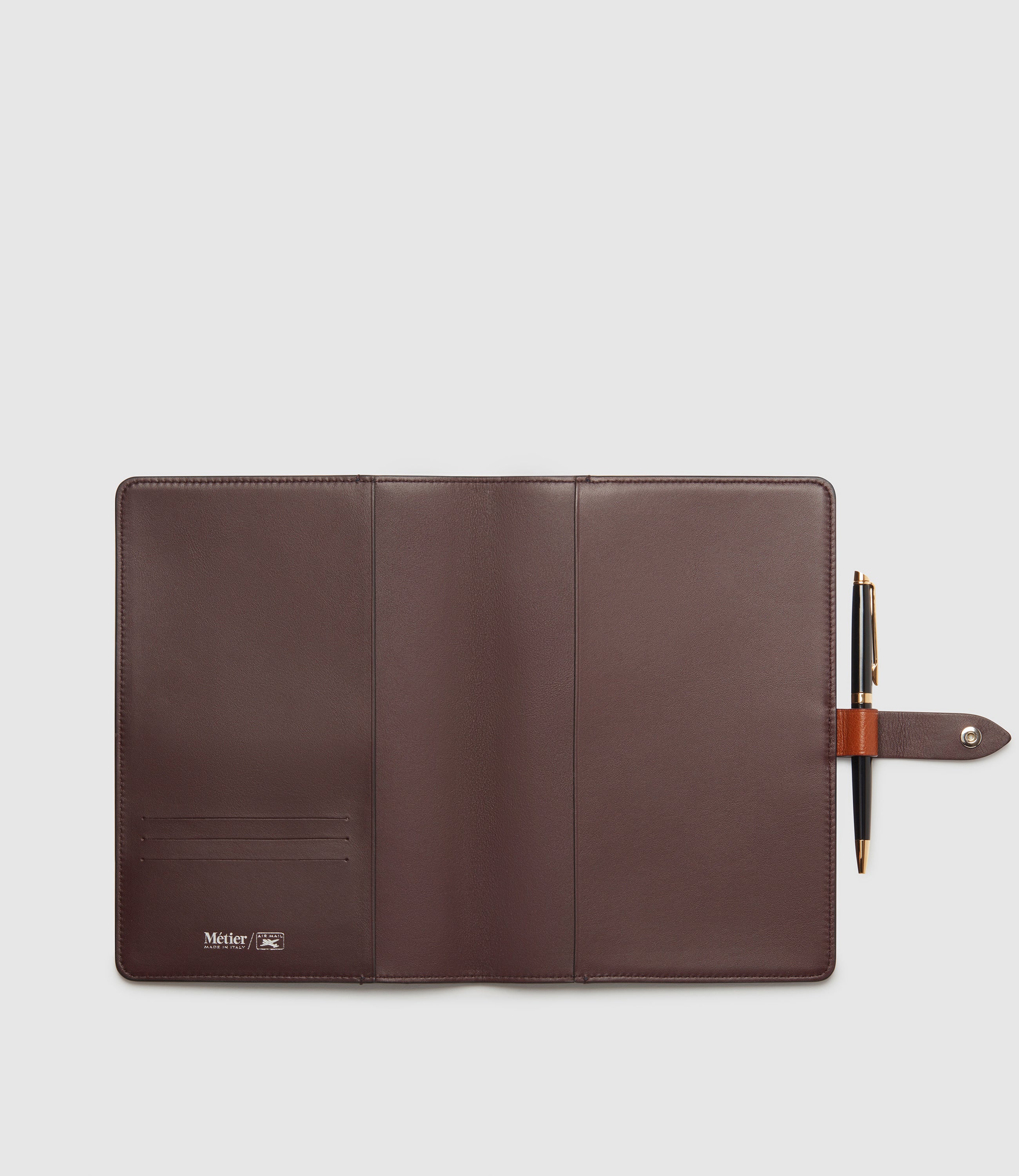 Air Mail x Métier A5 Notebook Cover Smooth Calfskin Navy with Buffalo Cognac - Image 3