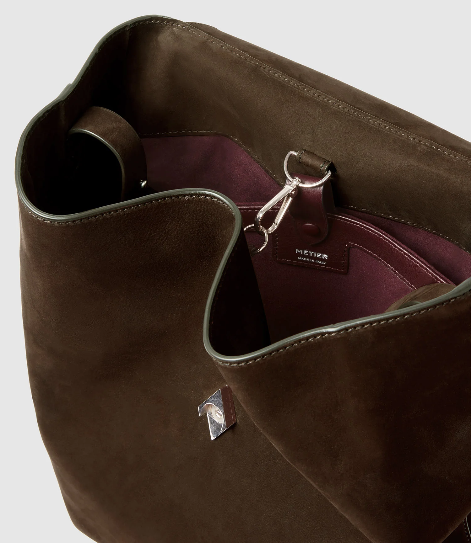 Edge Backpack Nubuck Chocolate with Silver Hardware - Image 2