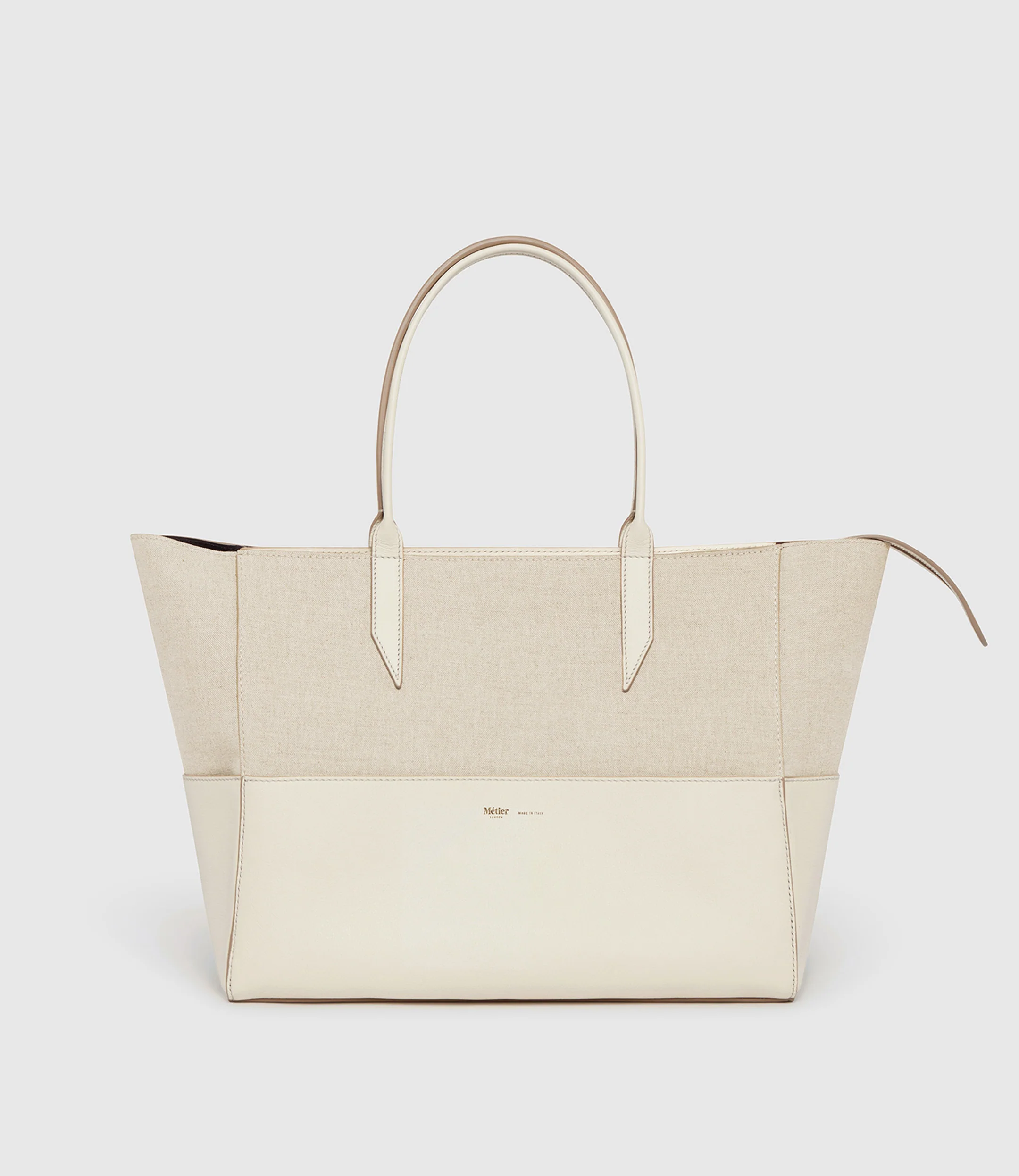 Incognito 36 Cabas Natural Linen With Smooth Calfskin White Sand