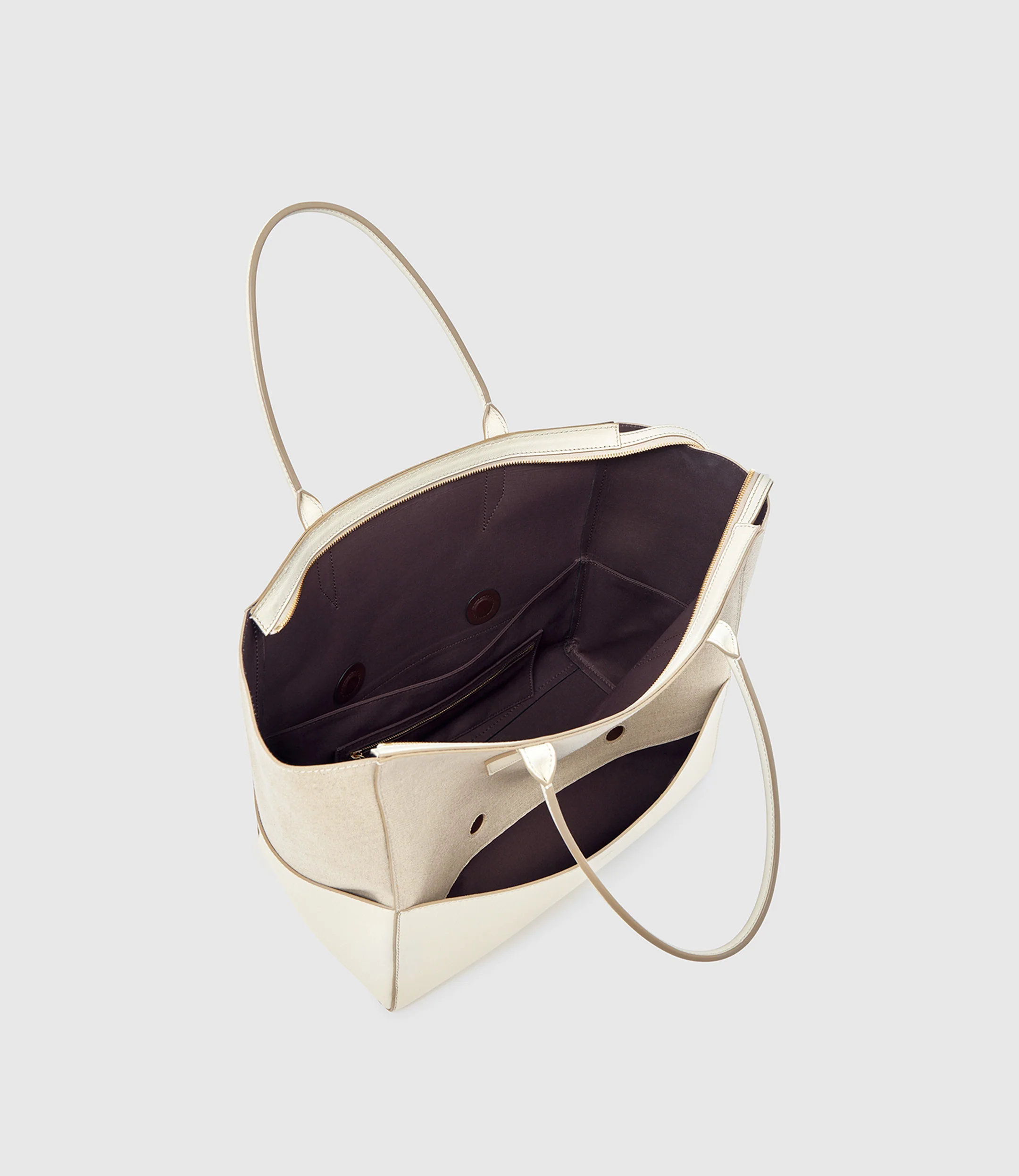 Incognito 36 Cabas Natural Linen With Smooth Calfskin White Sand - Image 3