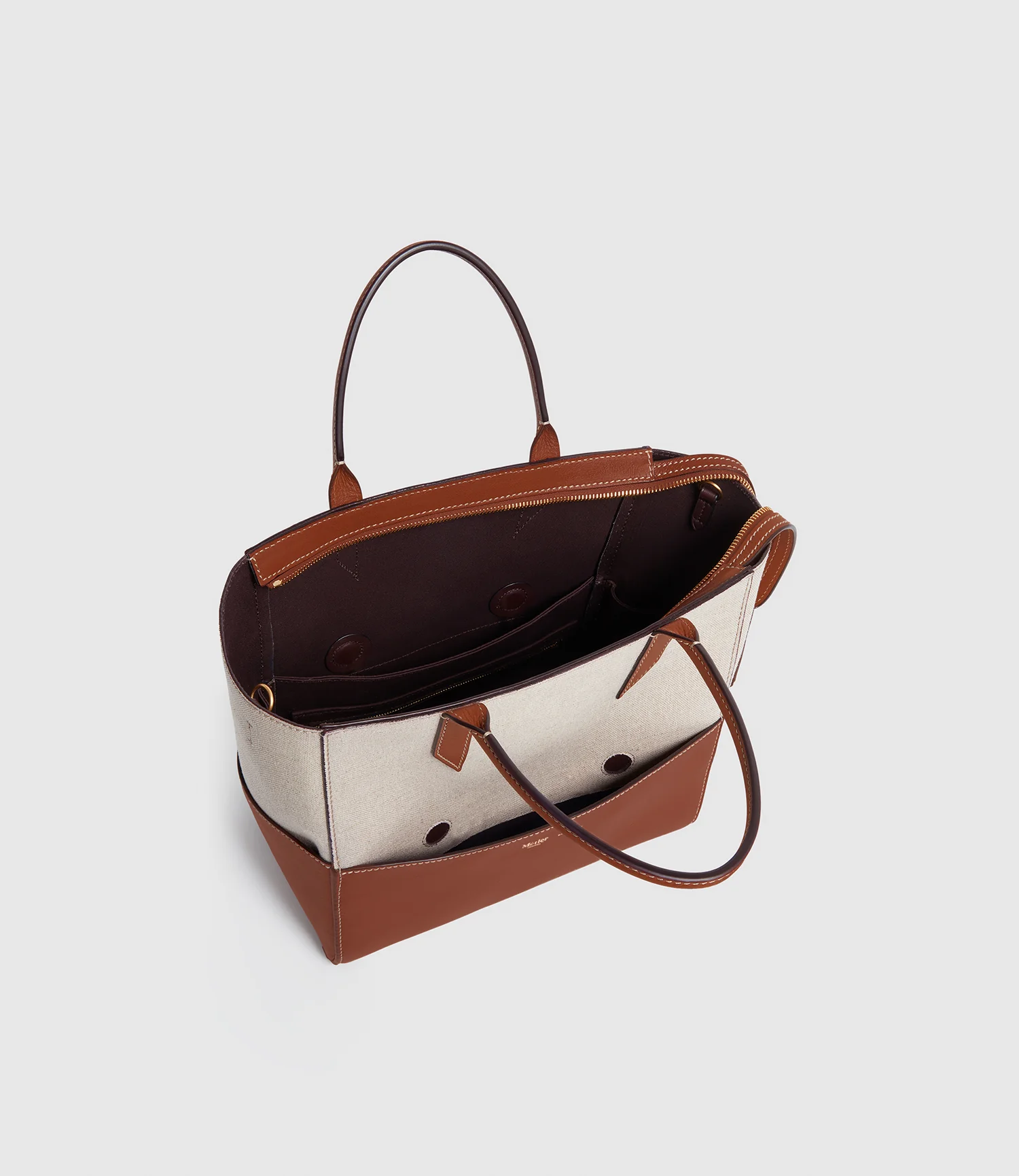 Incognito Crossbody Cabas Natural Linen with Cognac - Image 3
