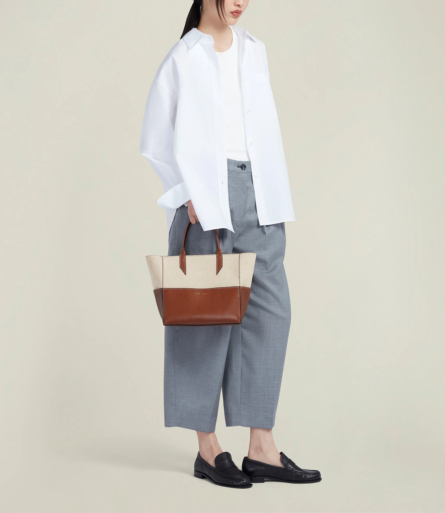 Incognito Crossbody Cabas Natural Linen with Cognac - Image 4