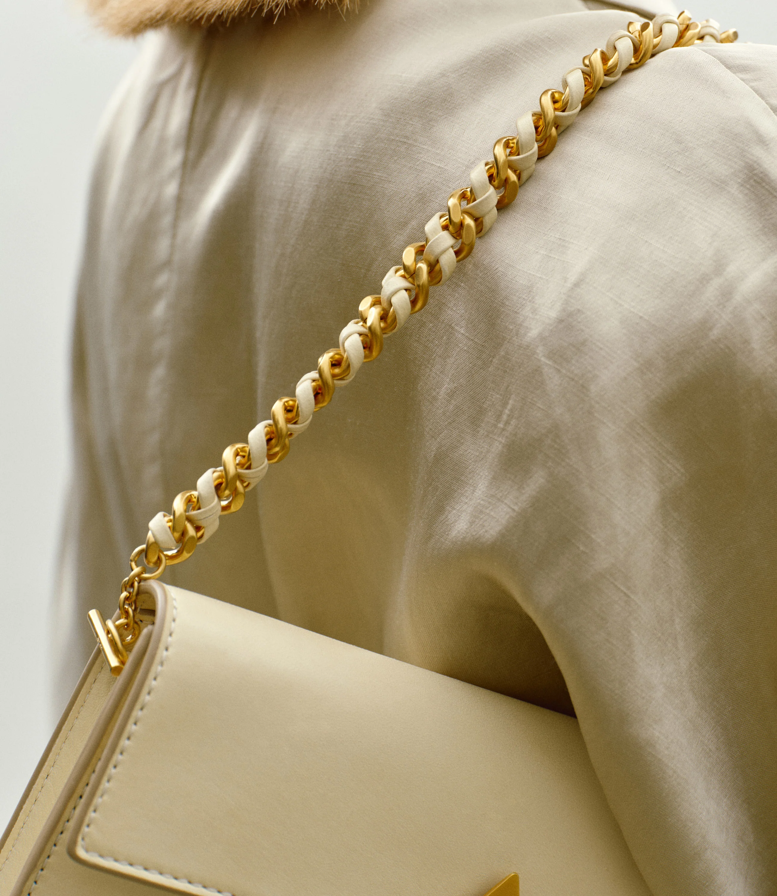 Large Chain Strap Buttery Nappa Crème with Gold Hardware - Image 2