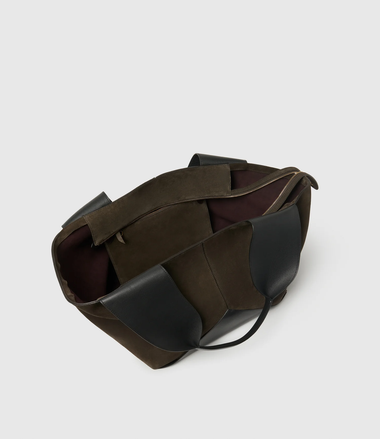 Market Bag Suede Chocolate and Smooth Calfskin Black - Image 3