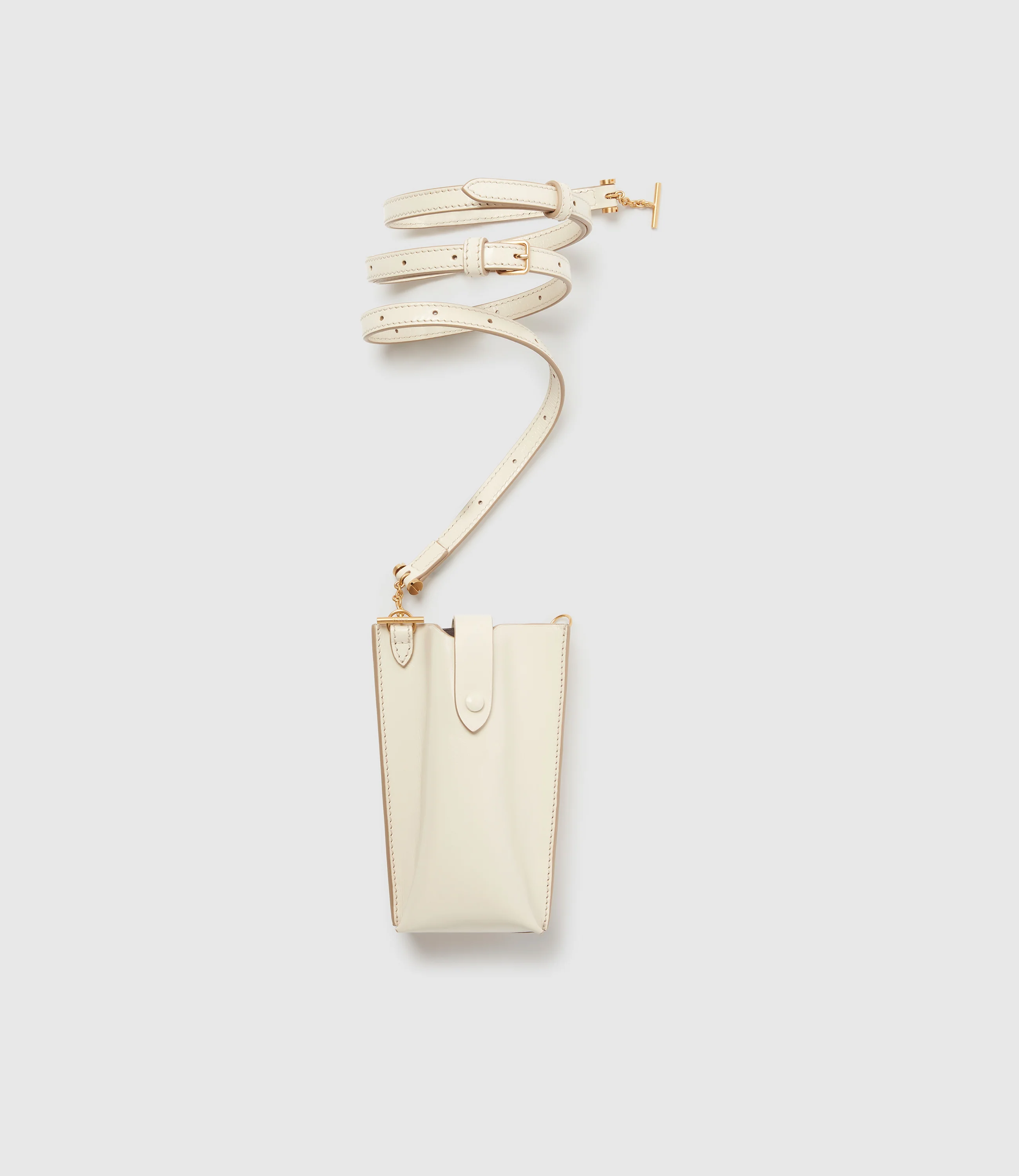 Minimalist Double Glossy Calfskin White Sand