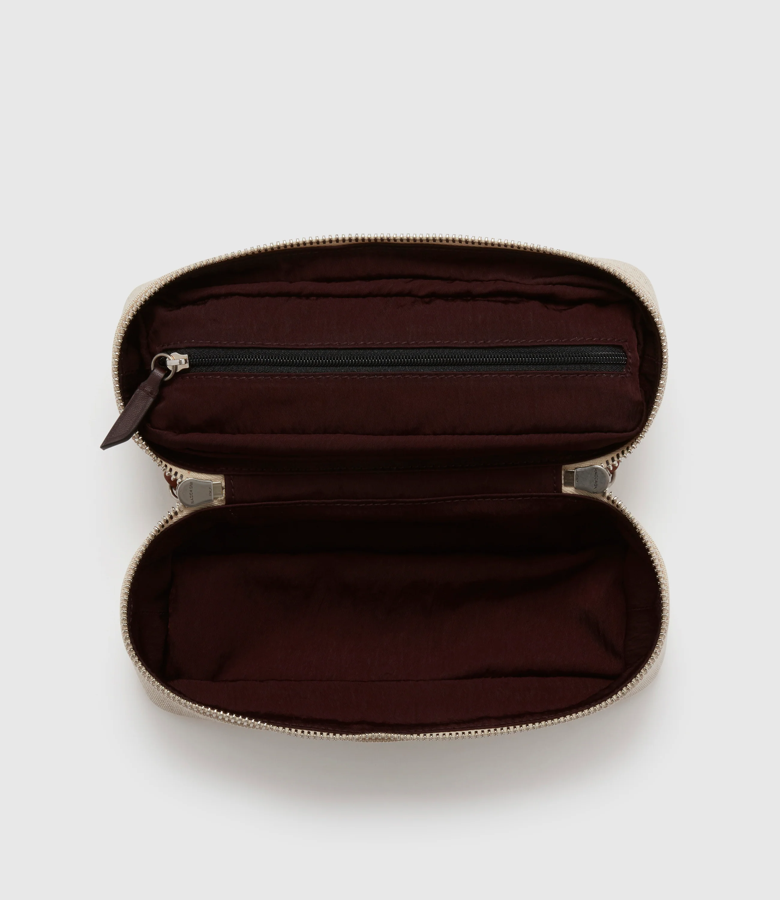 One Day Toiletry Bag Natural Linen with Cognac - Image 5