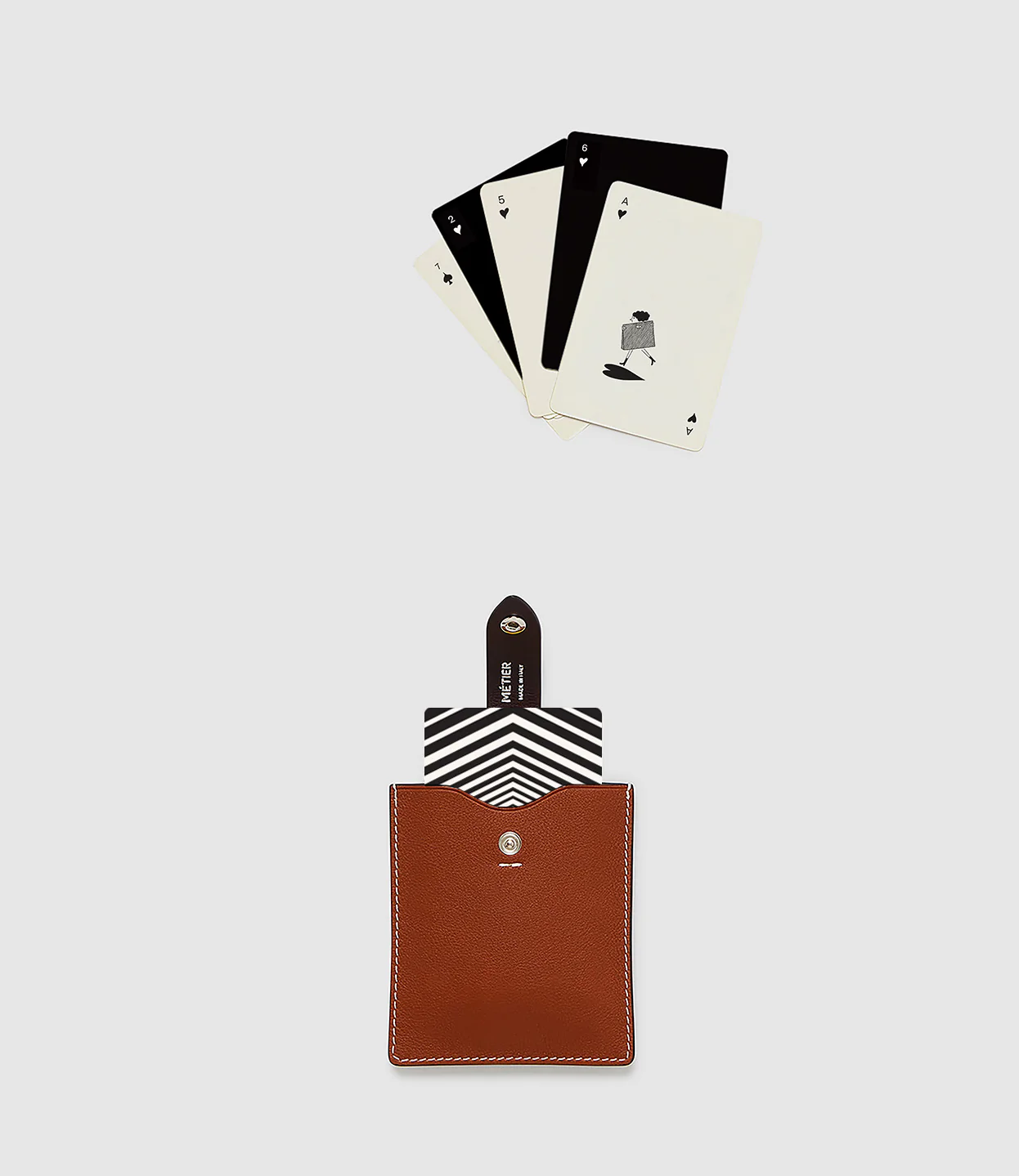 Playing Cards and Deck of Cards Case Smooth Calfskin Sienna - Image 3