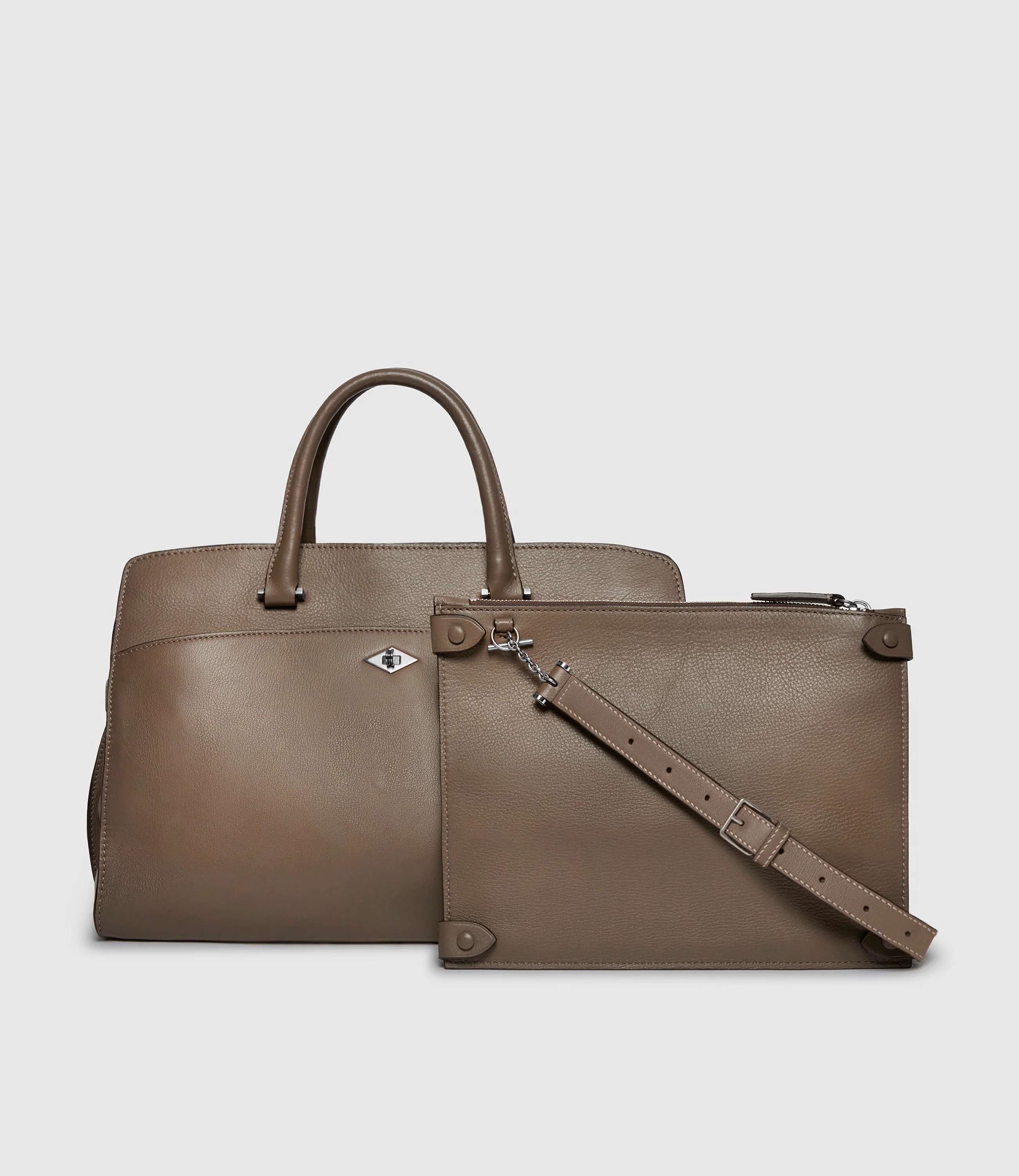 Private Eye Bag with Shoulder Strap Smooth Calfskin Taupe - Image 2