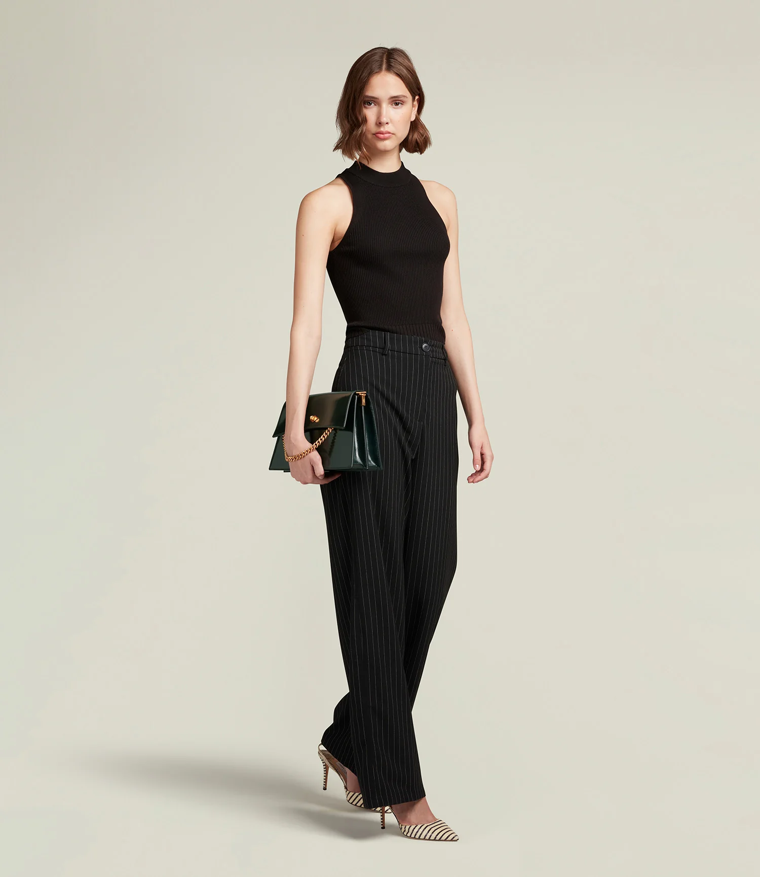 Roma Shoulder Bag Glossy Calfskin Forest Green - Image 4