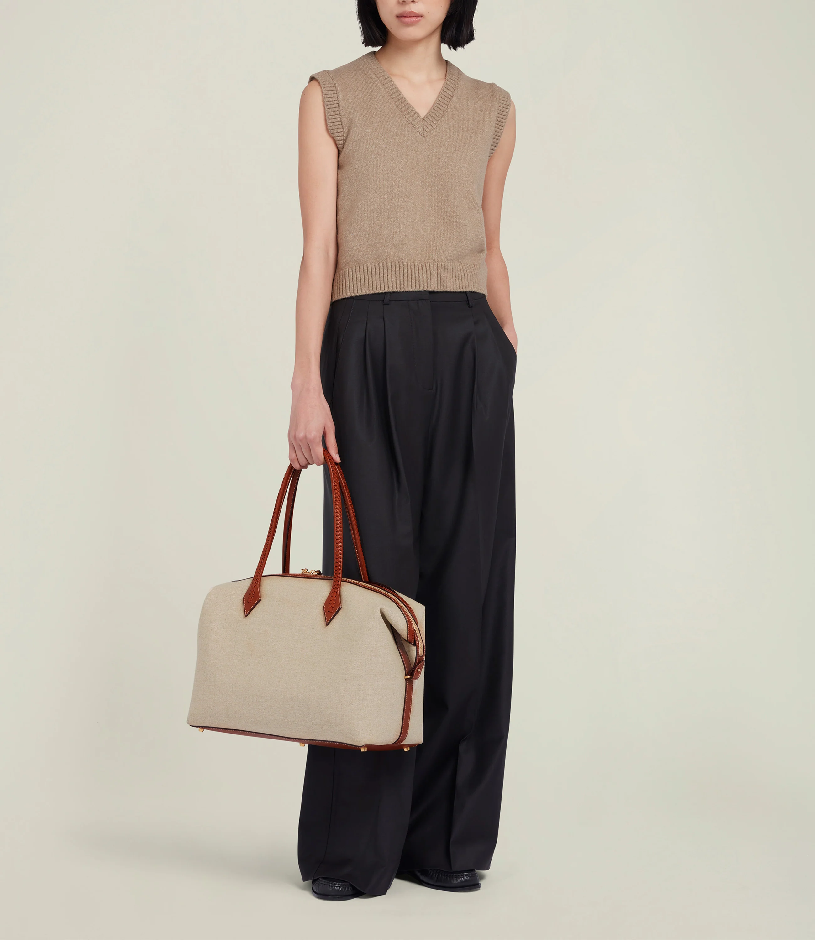 Vérité All Day Bag Natural Linen with Cognac - Image 4