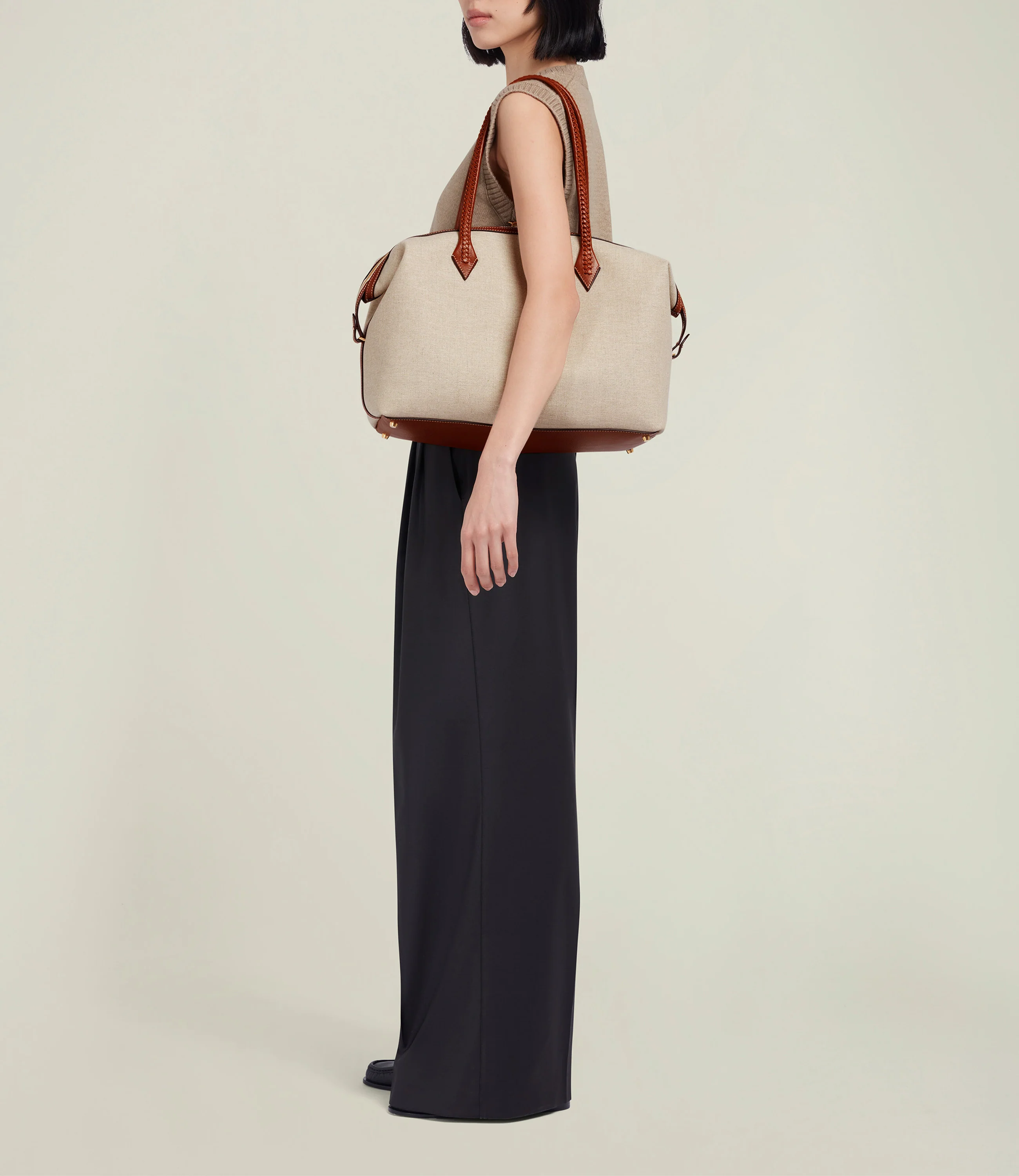 Vérité All Day Bag Natural Linen with Cognac - Image 5