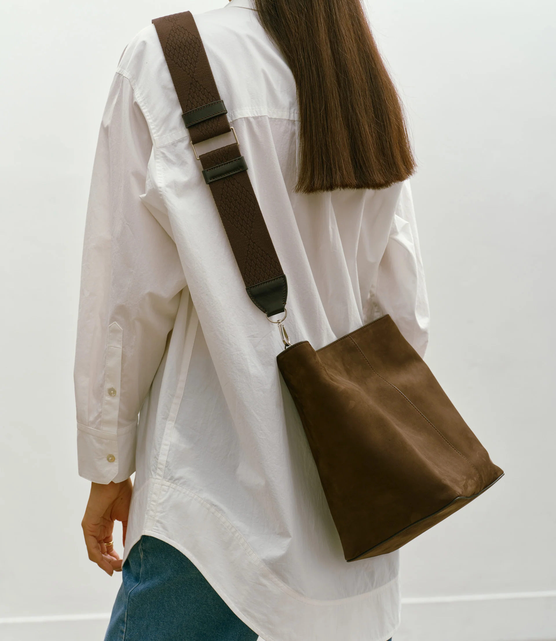 Webbing Strap Chocolate With Silver Hardware - Image 2